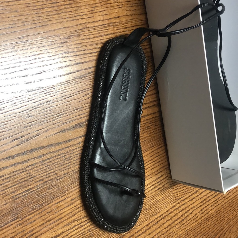 Schutz Kittie black lace up sandals